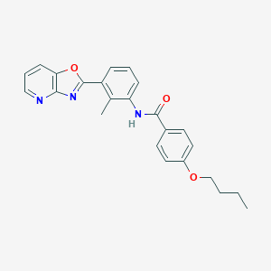 molecular formula C24H23N3O3 B509184 4-butoxy-N-(2-methyl-3-[1,3]oxazolo[4,5-b]pyridin-2-ylphenyl)benzamide CAS No. 303131-60-4