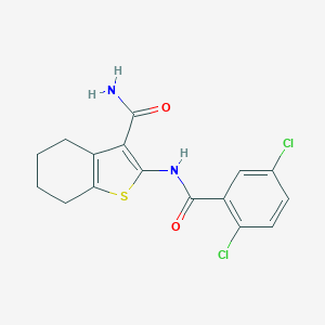 molecular formula C16H14Cl2N2O2S B509186 2-(2,5-Dichlorobenzamido)-4,5,6,7-tetrahydrobenzo[b]thiophene-3-carboxamide CAS No. 462095-93-8