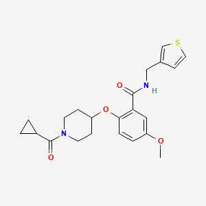 molecular formula C22H26N2O4S B5091938 2-{[1-(cyclopropylcarbonyl)-4-piperidinyl]oxy}-5-methoxy-N-(3-thienylmethyl)benzamide 