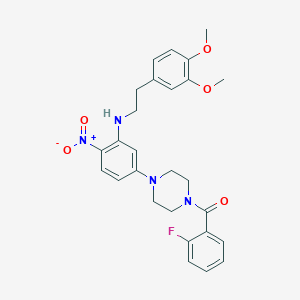 molecular formula C27H29FN4O5 B5091969 N-[2-(3,4-dimethoxyphenyl)ethyl]-5-[4-(2-fluorobenzoyl)-1-piperazinyl]-2-nitroaniline 