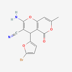 molecular formula C14H9BrN2O4 B5091980 2-amino-4-(5-bromo-2-furyl)-7-methyl-5-oxo-4H,5H-pyrano[4,3-b]pyran-3-carbonitrile 