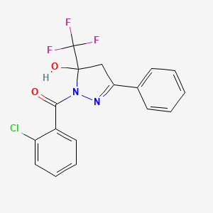 molecular formula C17H12ClF3N2O2 B5092035 1-(2-chlorobenzoyl)-3-phenyl-5-(trifluoromethyl)-4,5-dihydro-1H-pyrazol-5-ol 