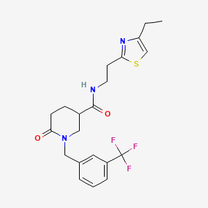 molecular formula C21H24F3N3O2S B5092039 N-[2-(4-ethyl-1,3-thiazol-2-yl)ethyl]-6-oxo-1-[3-(trifluoromethyl)benzyl]-3-piperidinecarboxamide 