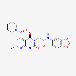 molecular formula C24H25N5O6 B5092066 N-1,3-benzodioxol-5-yl-2-[1,7-dimethyl-2,4-dioxo-5-(1-piperidinylcarbonyl)-1,4-dihydropyrido[2,3-d]pyrimidin-3(2H)-yl]acetamide 