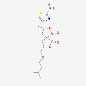 3-(2-amino-1,3-thiazol-4-yl)-3-methyl-8-[(3-methylbutoxy)methyl]-2,7-dioxaspiro[4.4]nonane-1,6-dione