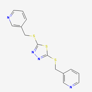 molecular formula C14H12N4S3 B5092079 3,3'-[1,3,4-thiadiazole-2,5-diylbis(thiomethylene)]dipyridine 