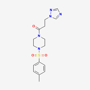 molecular formula C16H21N5O3S B5092098 1-[(4-methylphenyl)sulfonyl]-4-[3-(1H-1,2,4-triazol-1-yl)propanoyl]piperazine 