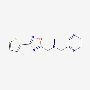 molecular formula C13H13N5OS B5092154 N-methyl-1-(2-pyrazinyl)-N-{[3-(2-thienyl)-1,2,4-oxadiazol-5-yl]methyl}methanamine 