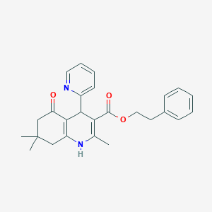 molecular formula C26H28N2O3 B5092189 2-phenylethyl 2,7,7-trimethyl-5-oxo-4-(2-pyridinyl)-1,4,5,6,7,8-hexahydro-3-quinolinecarboxylate 
