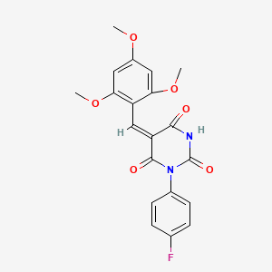 molecular formula C20H17FN2O6 B5092203 1-(4-fluorophenyl)-5-(2,4,6-trimethoxybenzylidene)-2,4,6(1H,3H,5H)-pyrimidinetrione 