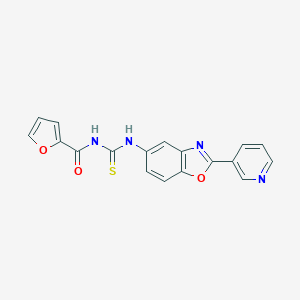 molecular formula C18H12N4O3S B509225 N-[(2-pyridin-3-yl-1,3-benzoxazol-5-yl)carbamothioyl]furan-2-carboxamide CAS No. 347319-27-1