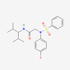 molecular formula C21H27FN2O3S B5092306 N~2~-(4-fluorophenyl)-N~1~-(1-isopropyl-2-methylpropyl)-N~2~-(phenylsulfonyl)glycinamide 