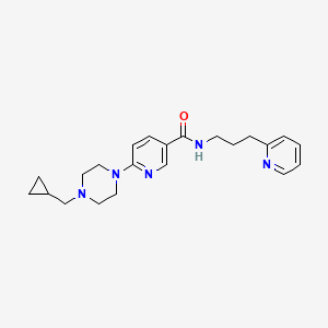 molecular formula C22H29N5O B5092402 6-[4-(cyclopropylmethyl)-1-piperazinyl]-N-[3-(2-pyridinyl)propyl]nicotinamide 