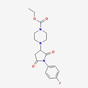 molecular formula C17H20FN3O4 B5092419 ethyl 4-[1-(4-fluorophenyl)-2,5-dioxo-3-pyrrolidinyl]-1-piperazinecarboxylate CAS No. 4185-27-7