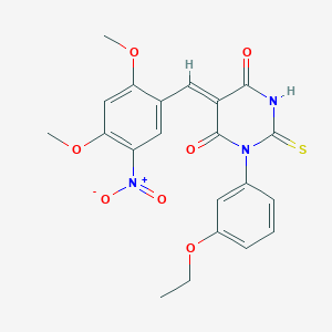 molecular formula C21H19N3O7S B5092435 5-(2,4-dimethoxy-5-nitrobenzylidene)-1-(3-ethoxyphenyl)-2-thioxodihydro-4,6(1H,5H)-pyrimidinedione 