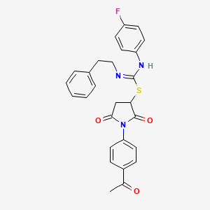 1-(4-acetylphenyl)-2,5-dioxo-3-pyrrolidinyl N'-(4-fluorophenyl)-N-(2-phenylethyl)imidothiocarbamate