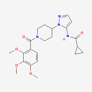 molecular formula C22H28N4O5 B5092517 N-{1-[1-(2,3,4-trimethoxybenzoyl)-4-piperidinyl]-1H-pyrazol-5-yl}cyclopropanecarboxamide 