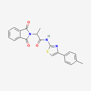 molecular formula C21H17N3O3S B5092523 2-(1,3-dioxo-1,3-dihydro-2H-isoindol-2-yl)-N-[4-(4-methylphenyl)-1,3-thiazol-2-yl]propanamide 