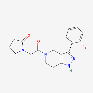 molecular formula C18H19FN4O2 B5092573 1-{2-[3-(2-fluorophenyl)-1,4,6,7-tetrahydro-5H-pyrazolo[4,3-c]pyridin-5-yl]-2-oxoethyl}-2-pyrrolidinone 