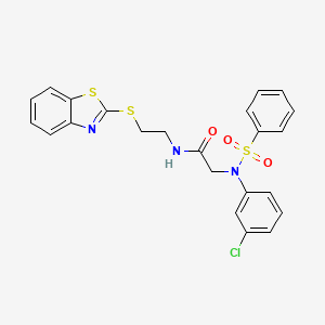molecular formula C23H20ClN3O3S3 B5092589 N~1~-[2-(1,3-benzothiazol-2-ylthio)ethyl]-N~2~-(3-chlorophenyl)-N~2~-(phenylsulfonyl)glycinamide 