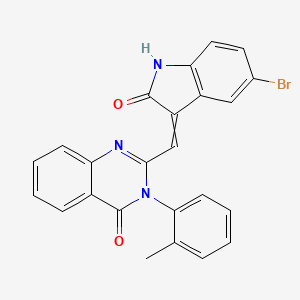 2-[(5-bromo-2-oxo-1,2-dihydro-3H-indol-3-ylidene)methyl]-3-(2-methylphenyl)-4(3H)-quinazolinone