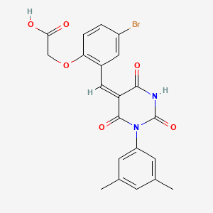 (4-bromo-2-{[1-(3,5-dimethylphenyl)-2,4,6-trioxotetrahydro-5(2H)-pyrimidinylidene]methyl}phenoxy)acetic acid