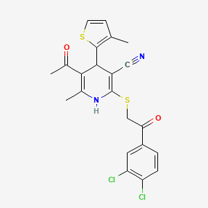 molecular formula C22H18Cl2N2O2S2 B5092697 5-acetyl-2-{[2-(3,4-dichlorophenyl)-2-oxoethyl]thio}-6-methyl-4-(3-methyl-2-thienyl)-1,4-dihydro-3-pyridinecarbonitrile 