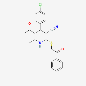 5-acetyl-4-(4-chlorophenyl)-6-methyl-2-{[2-(4-methylphenyl)-2-oxoethyl]thio}-1,4-dihydro-3-pyridinecarbonitrile