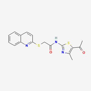 molecular formula C17H15N3O2S2 B5092855 N-(5-acetyl-4-methyl-1,3-thiazol-2-yl)-2-quinolin-2-ylsulfanylacetamide 