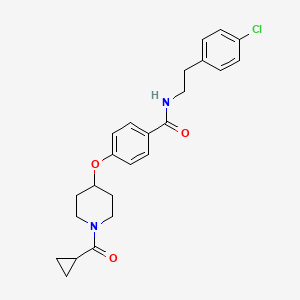 molecular formula C24H27ClN2O3 B5093006 N-[2-(4-chlorophenyl)ethyl]-4-{[1-(cyclopropylcarbonyl)-4-piperidinyl]oxy}benzamide 