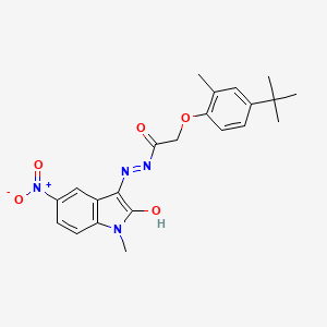 2-(4-tert-butyl-2-methylphenoxy)-N'-(1-methyl-5-nitro-2-oxo-1,2-dihydro-3H-indol-3-ylidene)acetohydrazide