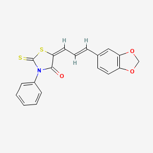 molecular formula C19H13NO3S2 B5093068 5-[3-(1,3-benzodioxol-5-yl)-2-propen-1-ylidene]-3-phenyl-2-thioxo-1,3-thiazolidin-4-one 