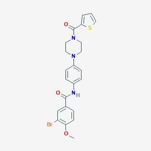 molecular formula C23H22BrN3O3S B509310 3-bromo-4-methoxy-N-{4-[4-(2-thienylcarbonyl)-1-piperazinyl]phenyl}benzamide CAS No. 672943-28-1