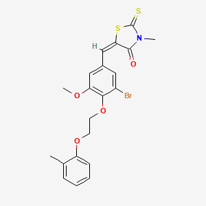 (5E)-5-({3-Bromo-5-methoxy-4-[2-(2-methylphenoxy)ethoxy]phenyl}methylidene)-3-methyl-2-sulfanylidene-1,3-thiazolidin-4-one