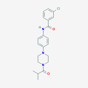 molecular formula C21H24ClN3O2 B509316 3-chloro-N-[4-(4-isobutyryl-1-piperazinyl)phenyl]benzamide CAS No. 672914-11-3