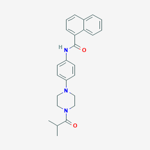 molecular formula C25H27N3O2 B509319 N-[4-(4-isobutyryl-1-piperazinyl)phenyl]-1-naphthamide CAS No. 674351-07-6