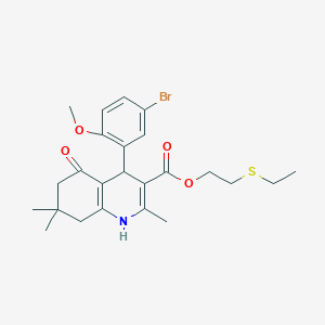 molecular formula C24H30BrNO4S B5093197 2-(ethylthio)ethyl 4-(5-bromo-2-methoxyphenyl)-2,7,7-trimethyl-5-oxo-1,4,5,6,7,8-hexahydro-3-quinolinecarboxylate 