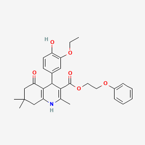 molecular formula C29H33NO6 B5093255 2-Phenoxyethyl 4-(3-ethoxy-4-hydroxyphenyl)-2,7,7-trimethyl-5-oxo-1,4,5,6,7,8-hexahydroquinoline-3-carboxylate 