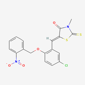 molecular formula C18H13ClN2O4S2 B5093262 (5Z)-5-[[5-chloro-2-[(2-nitrophenyl)methoxy]phenyl]methylidene]-3-methyl-2-sulfanylidene-1,3-thiazolidin-4-one 