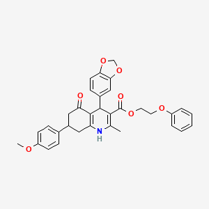 molecular formula C33H31NO7 B5093305 2-Phenoxyethyl 4-(1,3-benzodioxol-5-yl)-7-(4-methoxyphenyl)-2-methyl-5-oxo-1,4,5,6,7,8-hexahydroquinoline-3-carboxylate 