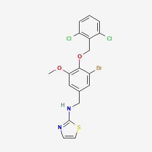 N-[[3-bromo-4-[(2,6-dichlorophenyl)methoxy]-5-methoxyphenyl]methyl]-1,3-thiazol-2-amine