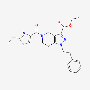 molecular formula C22H24N4O3S2 B5093352 ethyl 5-{[2-(methylthio)-1,3-thiazol-4-yl]carbonyl}-1-(2-phenylethyl)-4,5,6,7-tetrahydro-1H-pyrazolo[4,3-c]pyridine-3-carboxylate 