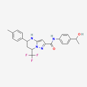 molecular formula C23H23F3N4O2 B5093383 N-[4-(1-Hydroxyethyl)phenyl]-5-(4-methylphenyl)-7-(trifluoromethyl)-4H,5H,6H,7H-pyrazolo[1,5-A]pyrimidine-2-carboxamide 