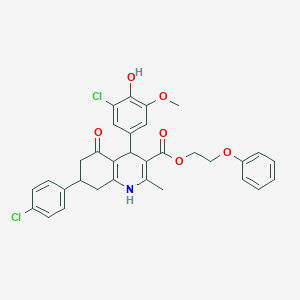 molecular formula C32H29Cl2NO6 B5093427 2-Phenoxyethyl 4-(3-chloro-4-hydroxy-5-methoxyphenyl)-7-(4-chlorophenyl)-2-methyl-5-oxo-1,4,5,6,7,8-hexahydroquinoline-3-carboxylate 