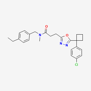 3-{5-[1-(4-chlorophenyl)cyclobutyl]-1,3,4-oxadiazol-2-yl}-N-(4-ethylbenzyl)-N-methylpropanamide