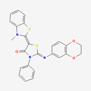 2-(2,3-dihydro-1,4-benzodioxin-6-ylimino)-5-(3-methyl-1,3-benzothiazol-2(3H)-ylidene)-3-phenyl-1,3-thiazolidin-4-one