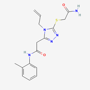 molecular formula C16H19N5O2S B5093508 2-{4-allyl-5-[(2-amino-2-oxoethyl)thio]-4H-1,2,4-triazol-3-yl}-N-(2-methylphenyl)acetamide 