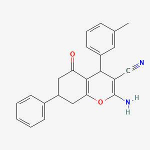 2-Amino-4-(3-methylphenyl)-5-oxo-7-phenyl-4,6,7,8-tetrahydrochromene-3-carbonitrile