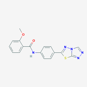 molecular formula C17H13N5O2S B509354 2-methoxy-N-(4-[1,2,4]triazolo[3,4-b][1,3,4]thiadiazol-6-ylphenyl)benzamide CAS No. 903865-91-8
