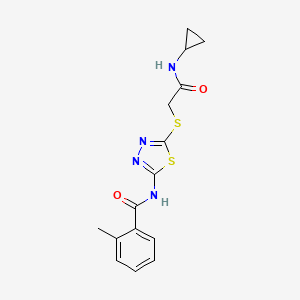 molecular formula C15H16N4O2S2 B5093570 N-[5-[2-(cyclopropylamino)-2-oxoethyl]sulfanyl-1,3,4-thiadiazol-2-yl]-2-methylbenzamide 